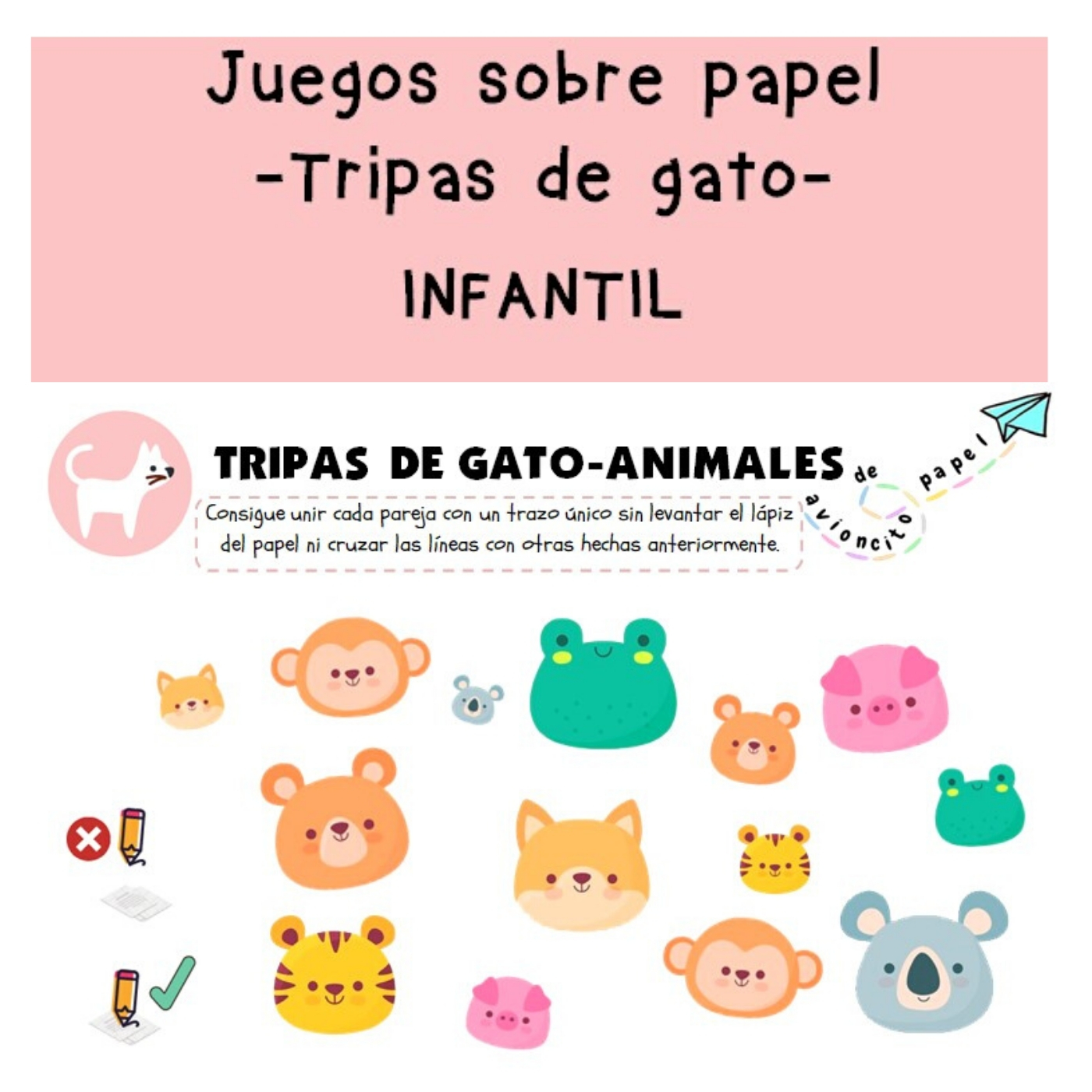 Juego sobre papel: gato - papel