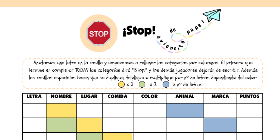 Juegos Sobre Papel Juego Del Stop Avioncito De Papel Juegos Sobre Papel Juego Del Stop Avioncito De Papel