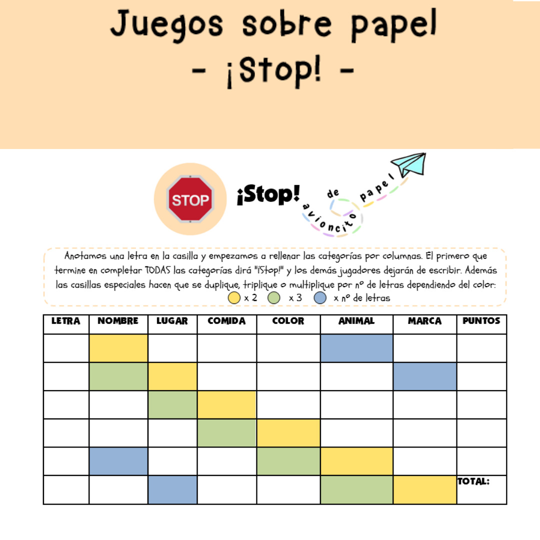 Juegos Sobre Papel Juego Del Stop Avioncito De Papel Juegos Sobre Papel Juego Del Stop Avioncito De Papel